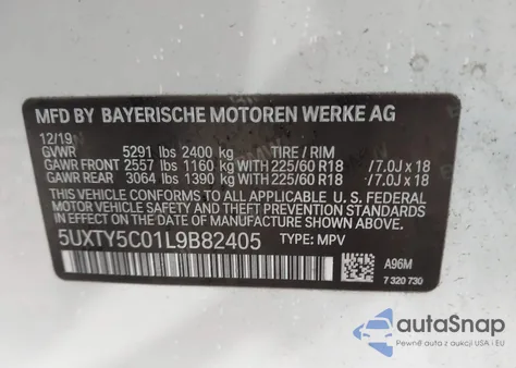 2020 BMW X3 xDrive30I из США, поврежденный, VIN 5UXTY5C01L9B82405